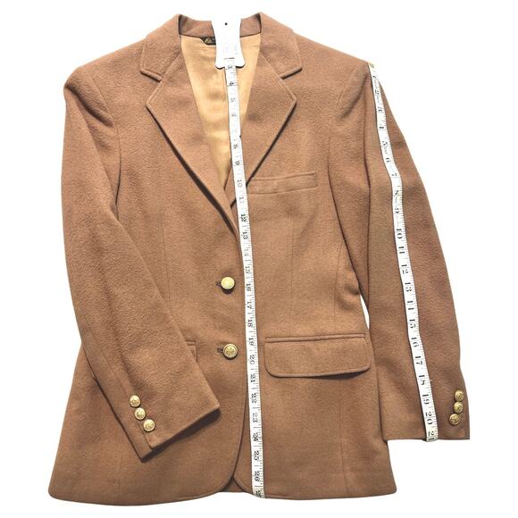 Vintage 80s Cashmere Camel Blazer Grey Plaid Midi Skirt Suit size 6 Van Julian - Picture 2 of 16